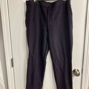 Navy Pinstriped Stretchy Capri Pants